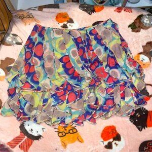NWT Authentic Diane von Furstenberg Tie Dye Ruffle Mini Skirt